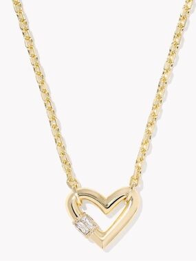 NWT Kendra Scott Emery Heart Short Pendant Necklace in Gold